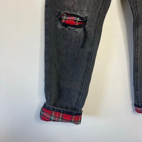 KanCan Women's 1/24 Black Denim High Rise Patchwork Distressed Boyfriend Jeans - Picture 5 of 12